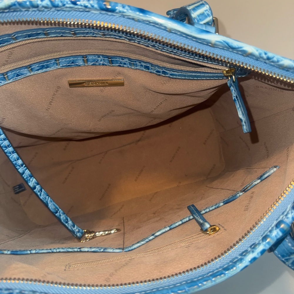Brahmin Blue Croc-Embossed Leather Tote - Picture 8 of 11